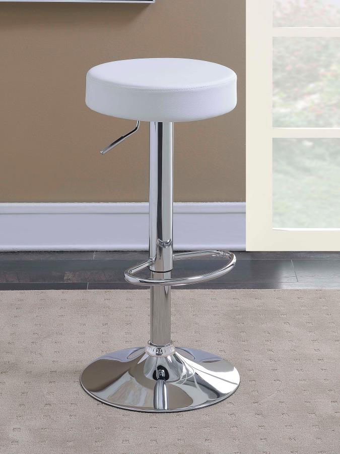 Ramses Adjustable Backless Bar Stool Chrome and White view 2