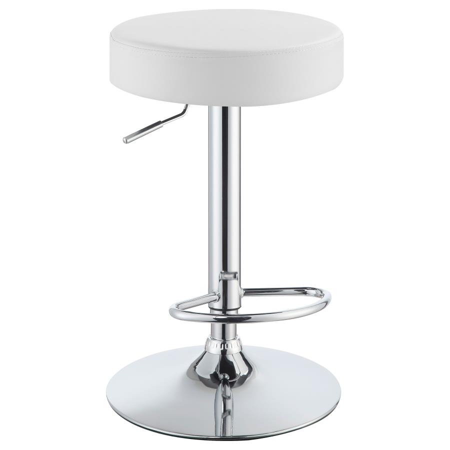 Ramses Adjustable Backless Bar Stool Chrome and White view 3