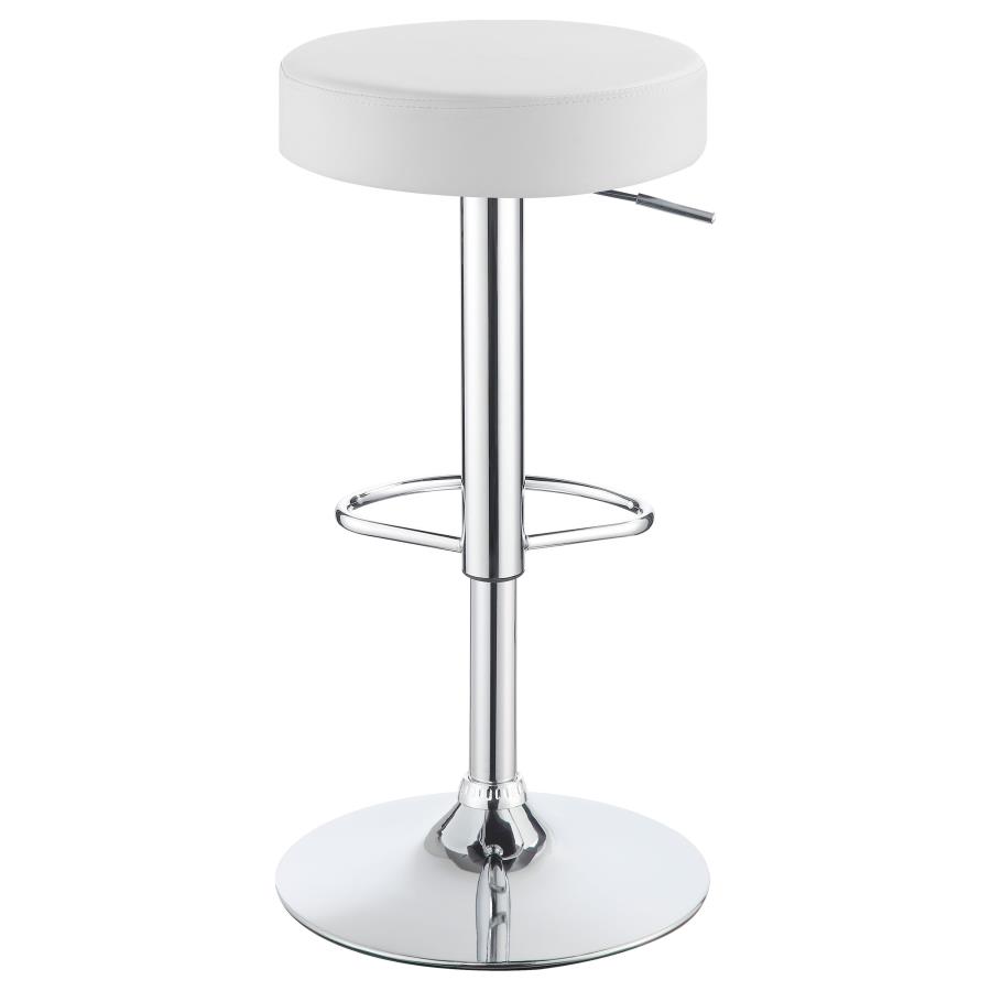 Ramses Adjustable Backless Bar Stool Chrome and White view 4