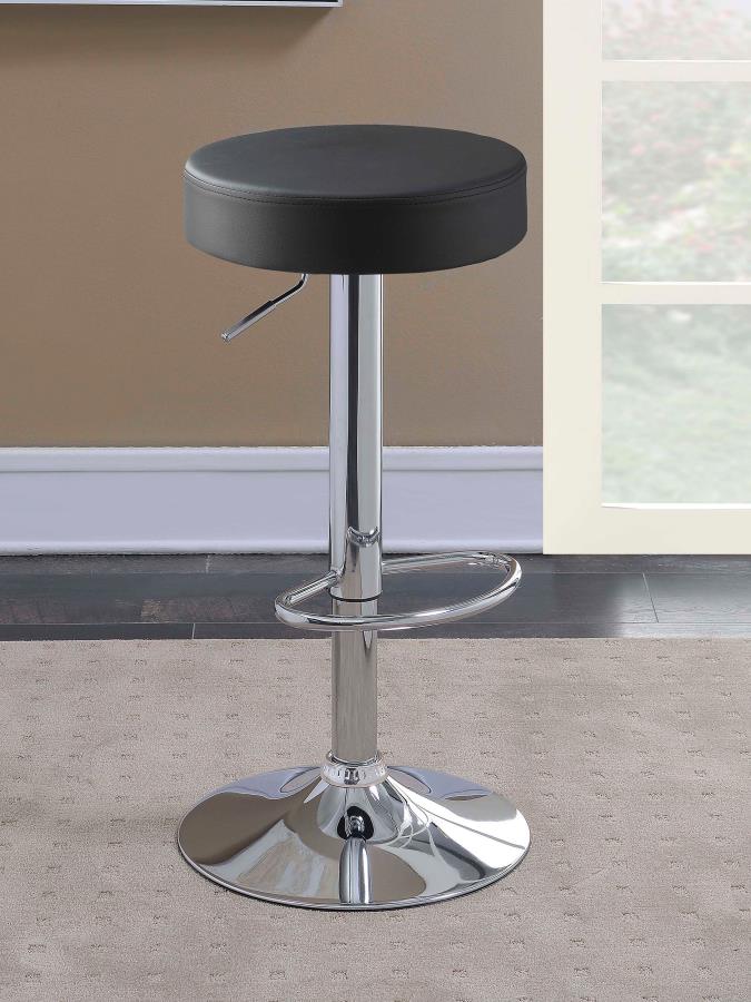 Ramses 29-inch Adjustable Bar Stool Chrome and Black view 2