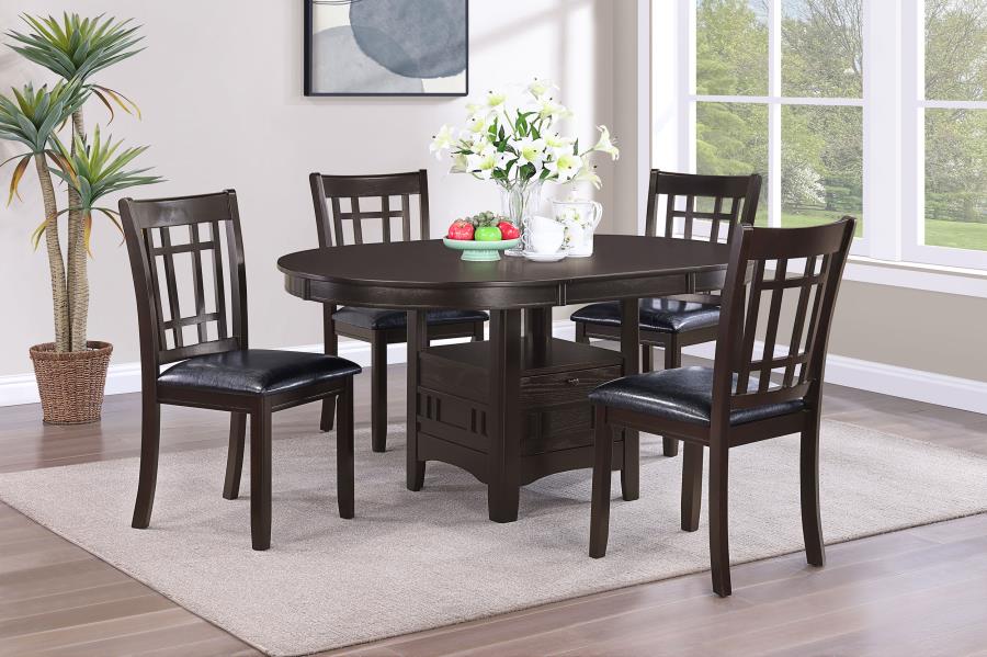 Lavon 5-piece Oval Extension Leaf Dining Set Espresso — Dining Furniture