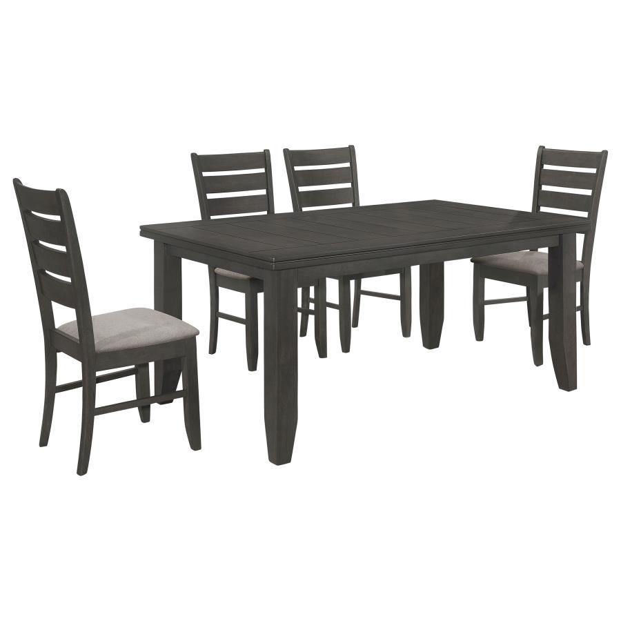 Dalila 5-piece Rectangular Dining Table Set Dark Grey view 2