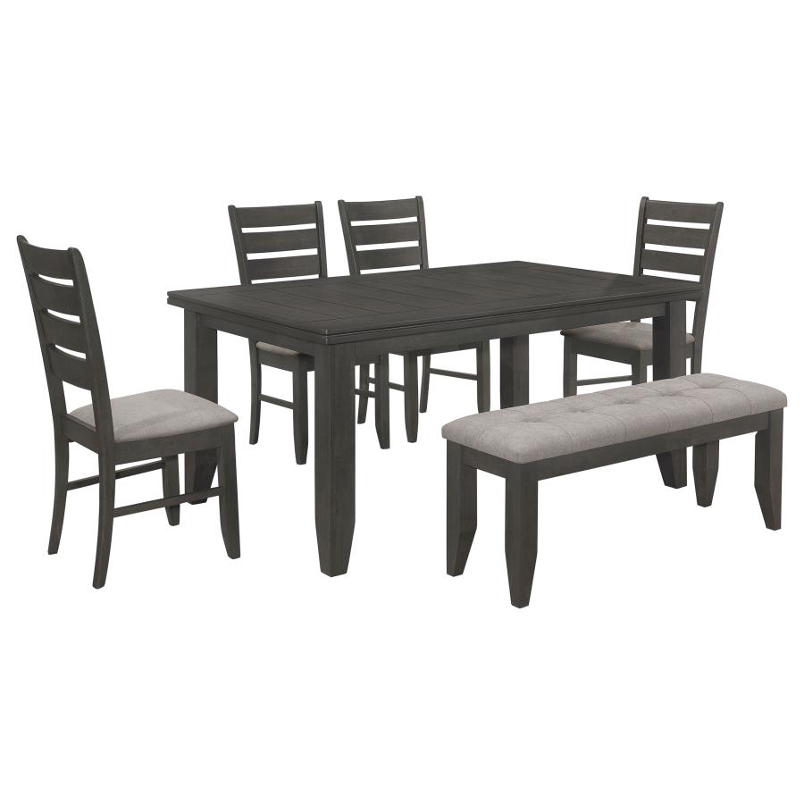 Dalila 6-piece Rectangular Dining Table Set Dark Grey view 2