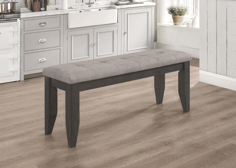 Dalila Fabric Upholstered Wood Dining Bench Dark Grey view 2