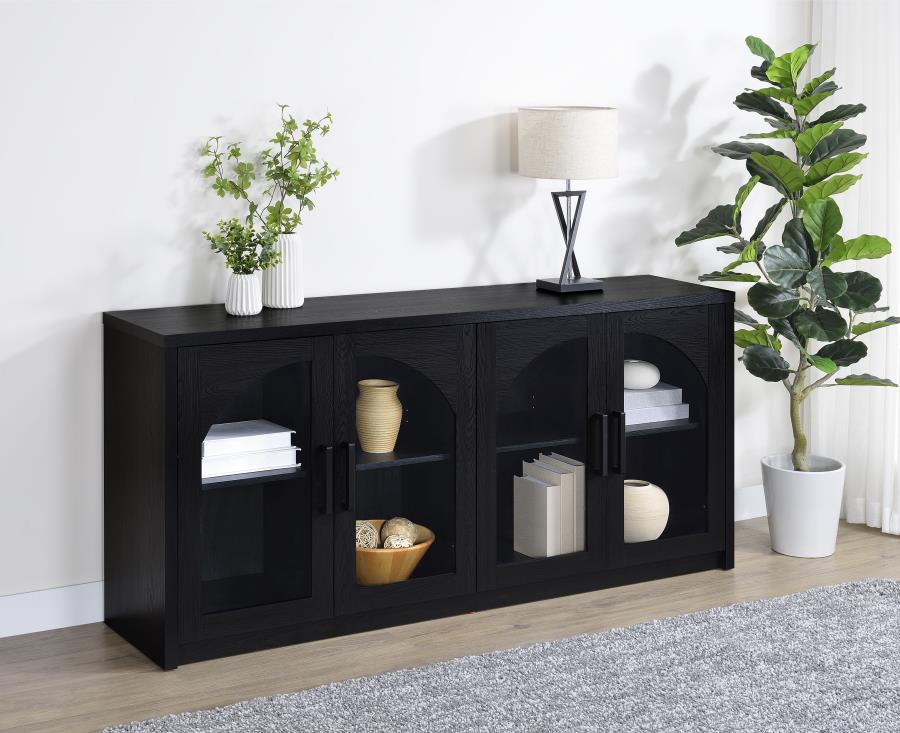 Riva 4-door Dining Sideboard Buffet Storage Credenza Black view 2