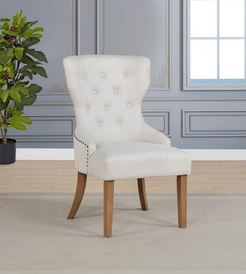 Baney Tufted Upholstered Dining Chair Beige and Rustic Grey view 2