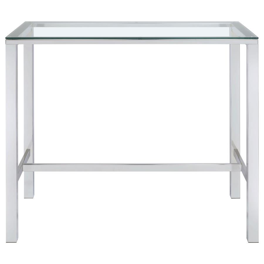 Tolbert Rectangular 47-inch Glass Top Pub Bar Table Chrome view 3