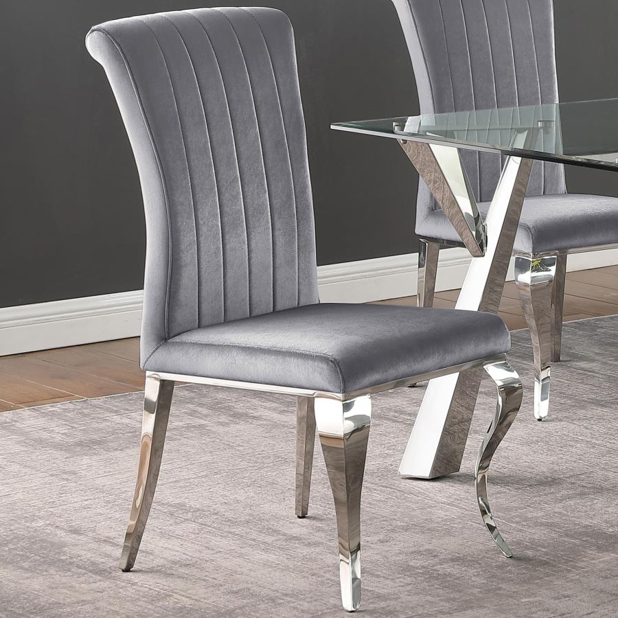 Betty Velvet Upholstered Dining Side Chair Grey (Set of 4) view 2