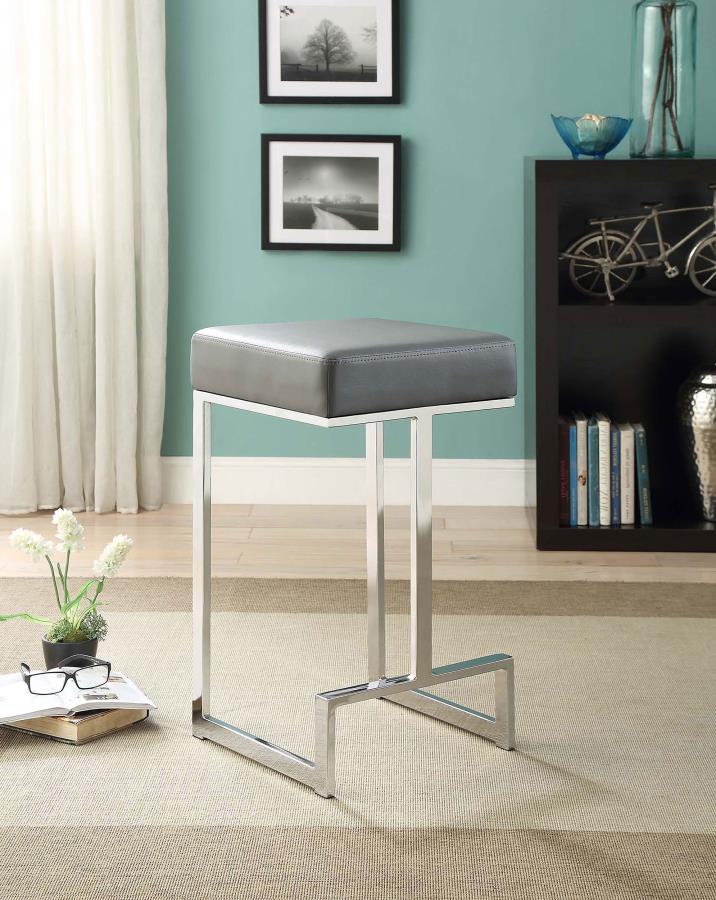 Gervase Square Counter Height Stool Grey and Chrome view 2