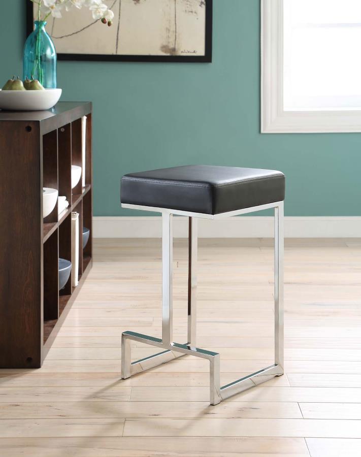 Gervase Square Counter Height Stool Black and Chrome view 2