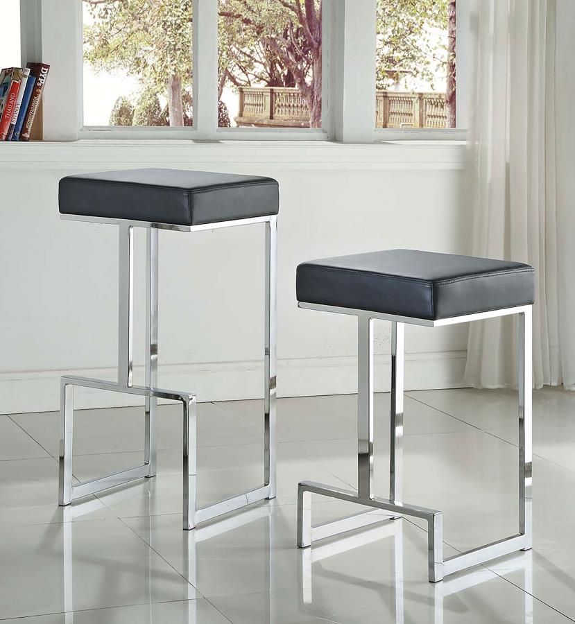 Gervase Square Bar Stool Black and Chrome view 7