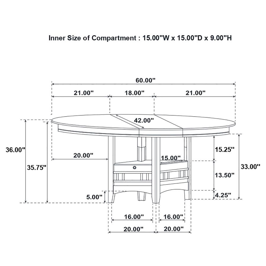 Lavon Oval 60-inch Counter Height Extension Dining Table Chestnut view 6