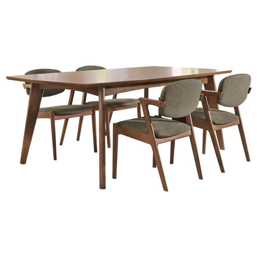 Malone 5-piece Rectangular Dining Table Set Dark Walnut view 2