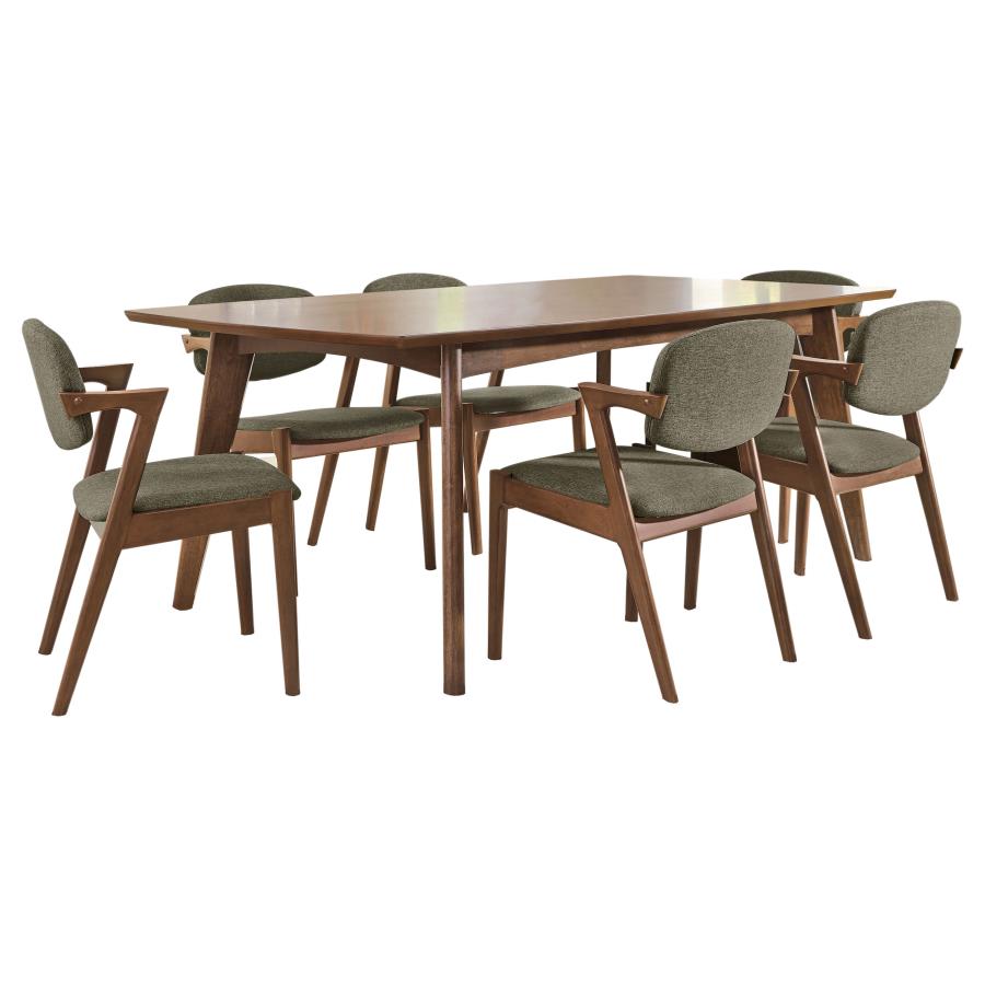 Malone 7-piece Rectangular Dining Table Set Dark Walnut view 2