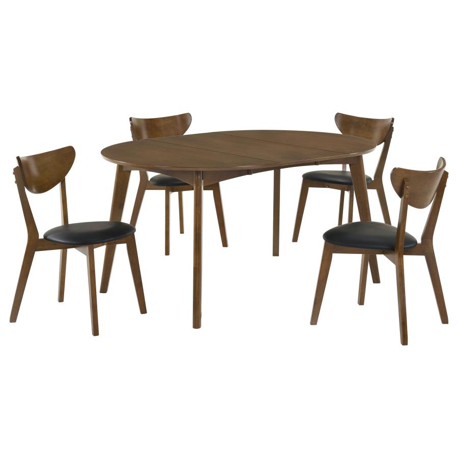 Jedda 5-piece Oval Dining Table Set Dark Walnut view 2