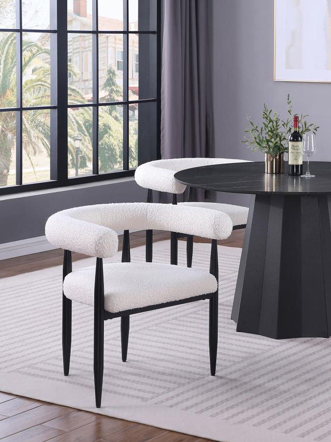 Dunmore Boucle Upholstered Dining Arm Chair Cream (Set of 2) view 2