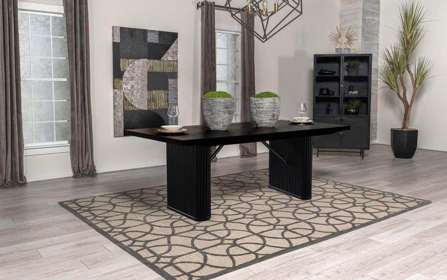 Catherine Rectangular 84-inch Wood Dining Table Black view 2
