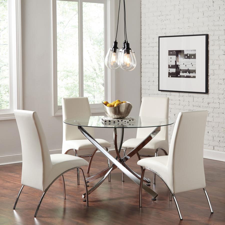Beckham Round 46-inch Glass Top Dining Table Chrome view 5