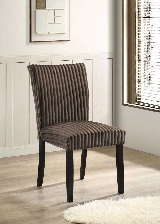 Dermott Upholstered Parson Dining Side Chair Chocolate (Set of 2) view 2