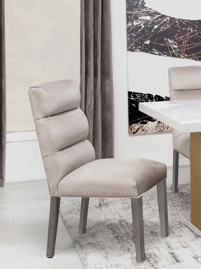 Carla Velvet Upholstered Dining Side Chair Stone (Set of 2) view 2