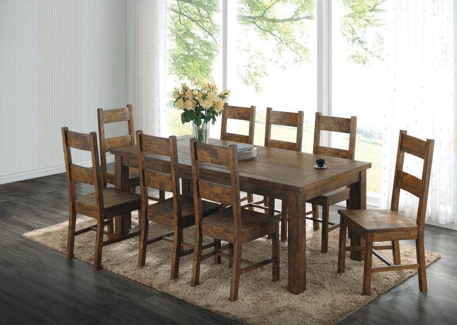 Coleman Rectangular 79-inch Dining Table Rustic Golden Brown view 6