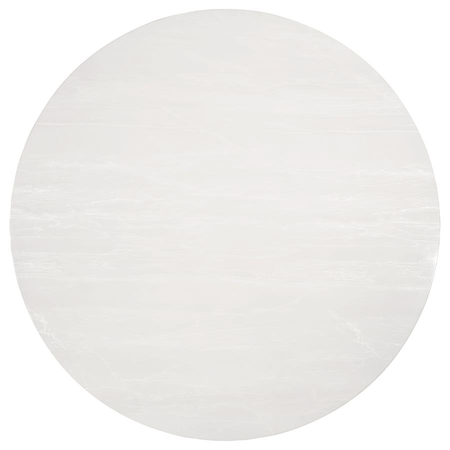 Gwynn Round 51-inch Marble Stainless Steel Dining Table Gold view 5