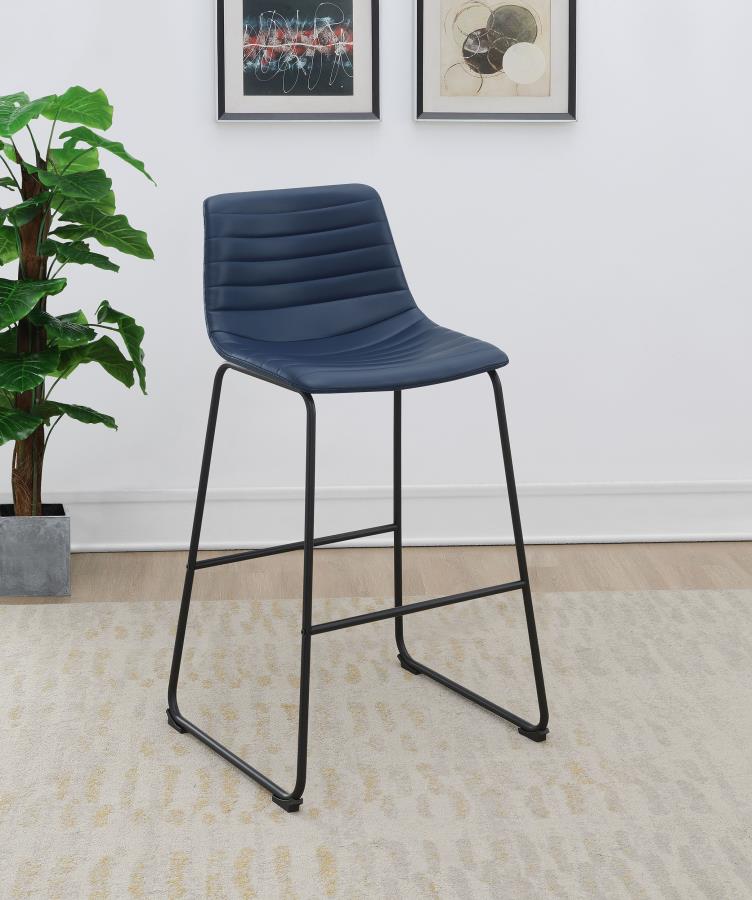 Zuni Faux Leather Upholstered Bar Chair Blue (Set of 2) view 2