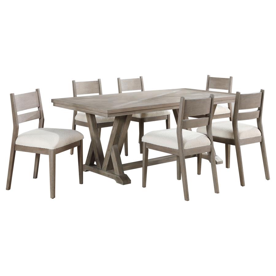 Cornelia 7-piece Rectangular Dining Table Set Coastal Grey view 2