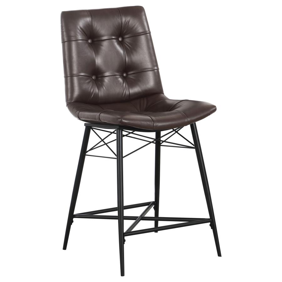 Aiken Upholstered Tufted Counter Chair Brown (Set of 2) view 3