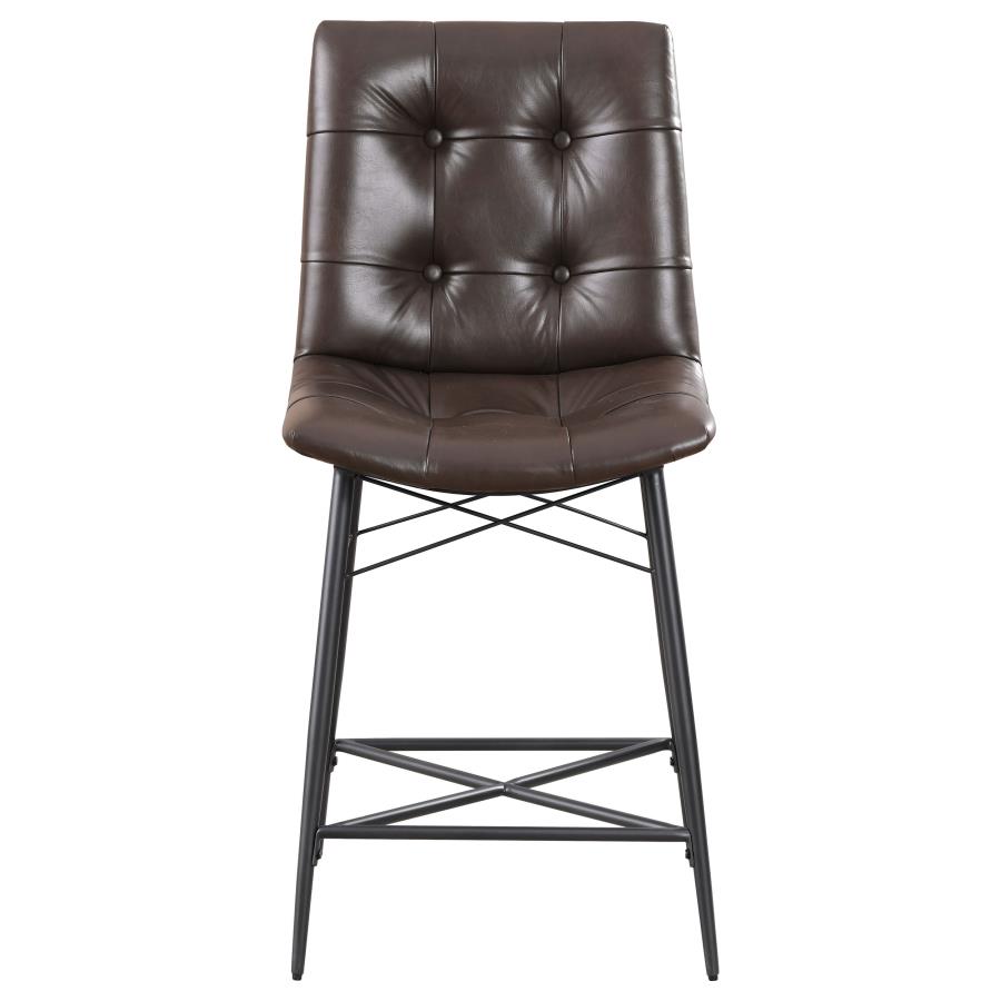 Aiken Upholstered Tufted Counter Chair Brown (Set of 2) view 4