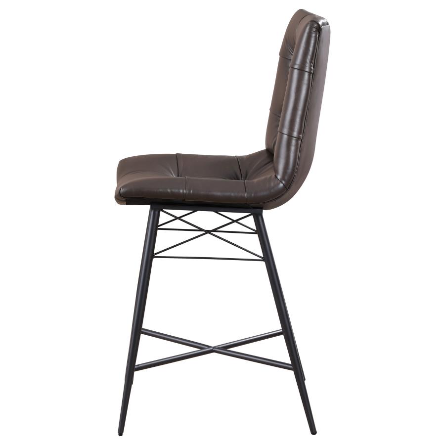 Aiken Upholstered Tufted Counter Chair Brown (Set of 2) view 6