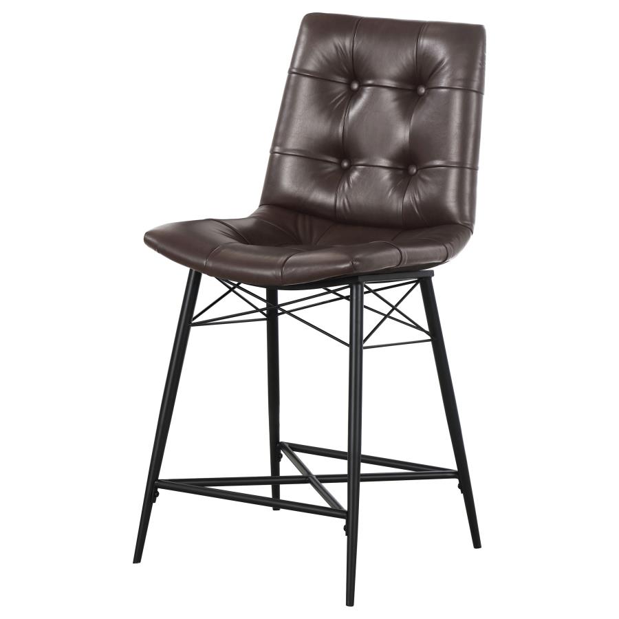 Aiken Upholstered Tufted Counter Chair Brown (Set of 2) view 4