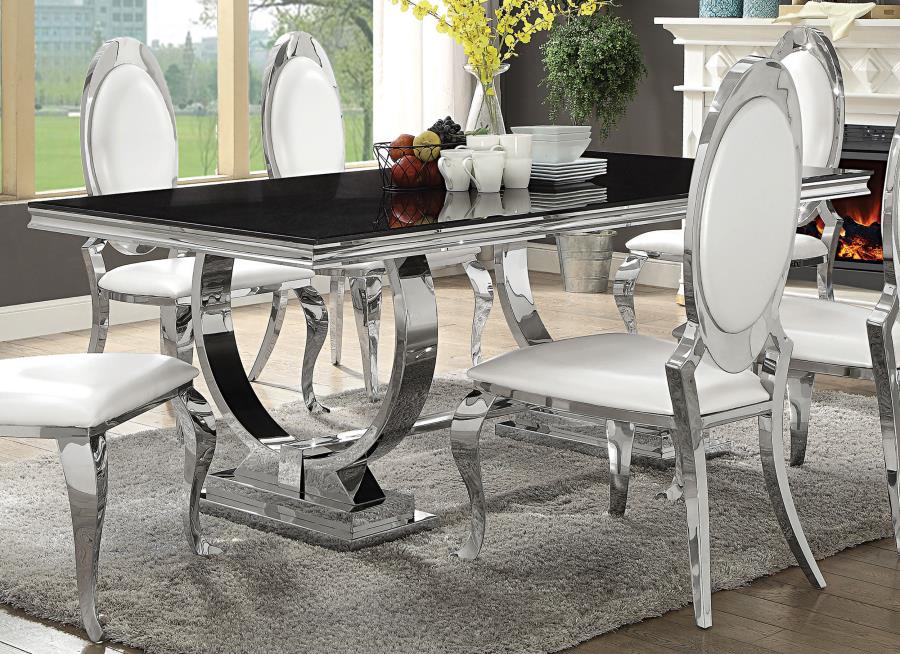 Antoine Rectangular 95-inch Glass Top Dining Table Black view 2