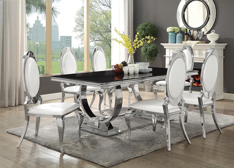 Antoine Rectangular 95-inch Glass Top Dining Table Black view 4