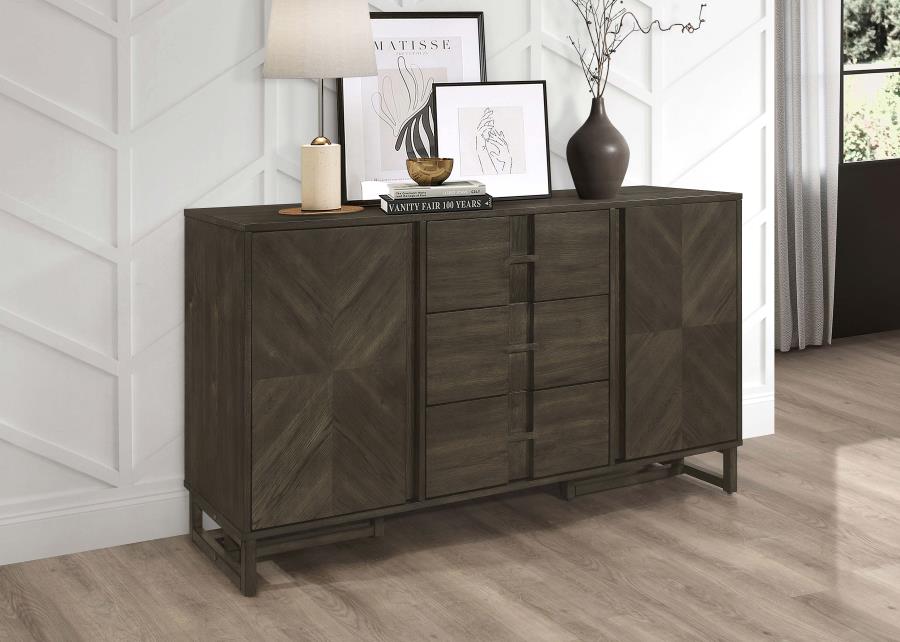 Kelly 3-drawer Storage Dining Sideboard Buffet Dark Grey view 2