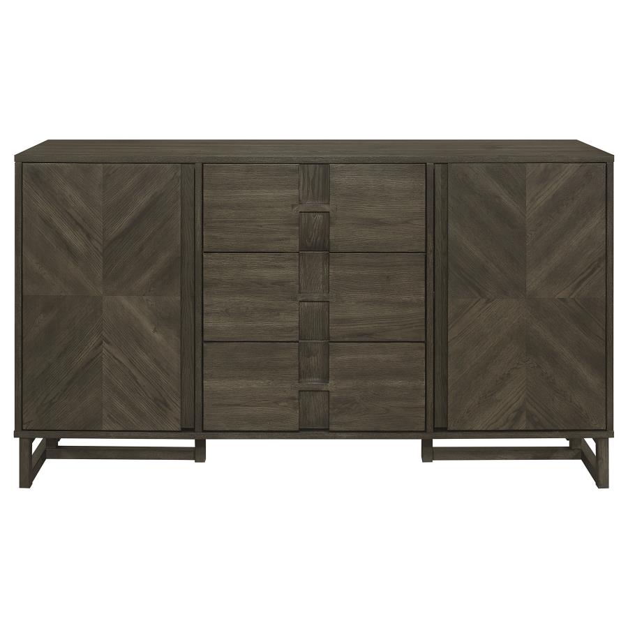 Kelly 3-drawer Storage Dining Sideboard Buffet Dark Grey view 3