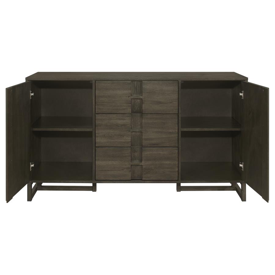 Kelly 3-drawer Storage Dining Sideboard Buffet Dark Grey view 4