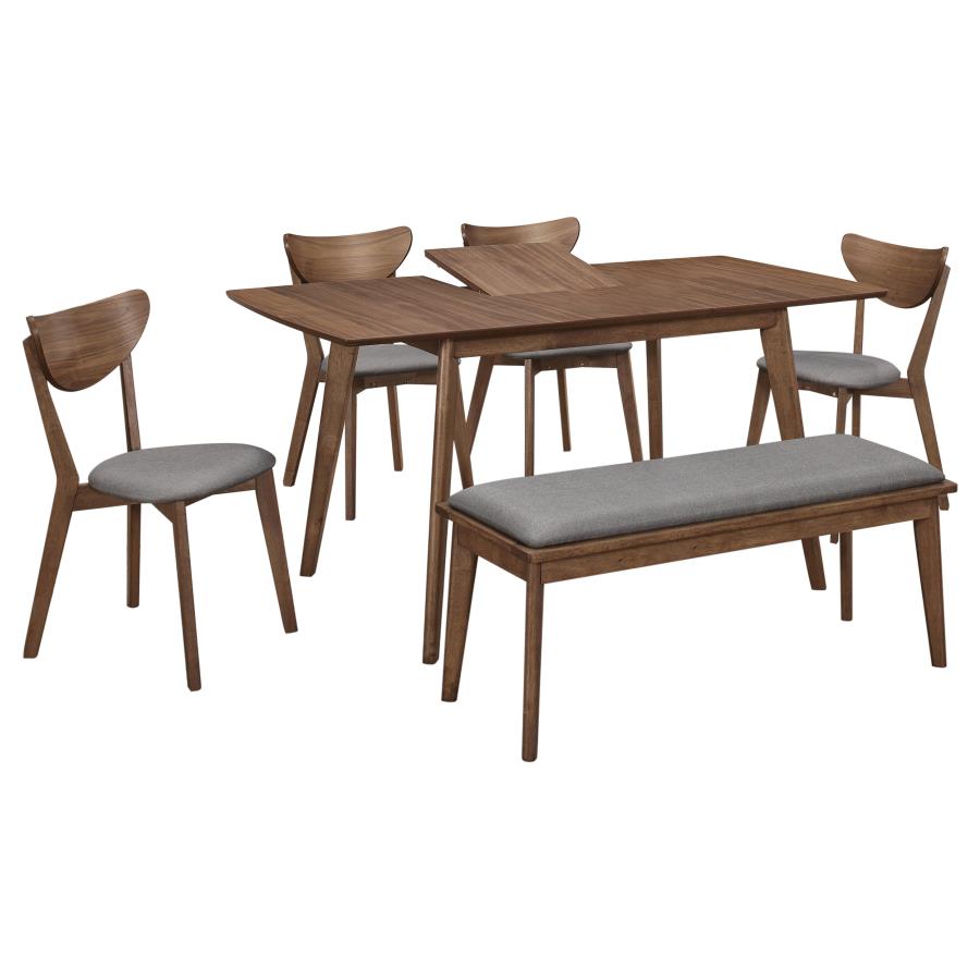 Alfredo 6-piece Butterfly Leaf Dining Set Natural Walnut view 2