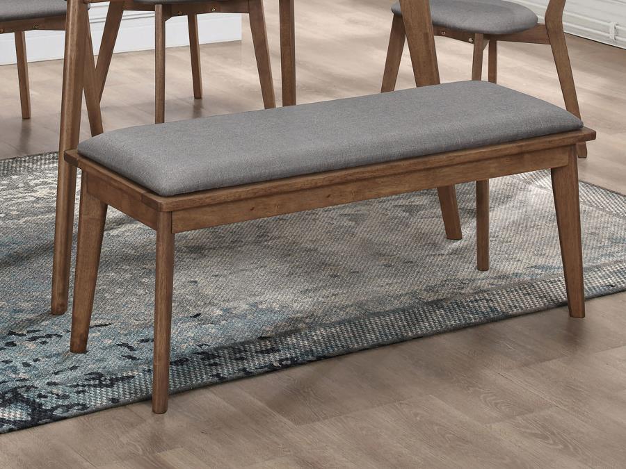 Alfredo Upholstered Dining Bench Grey and Natural Walnut view 2