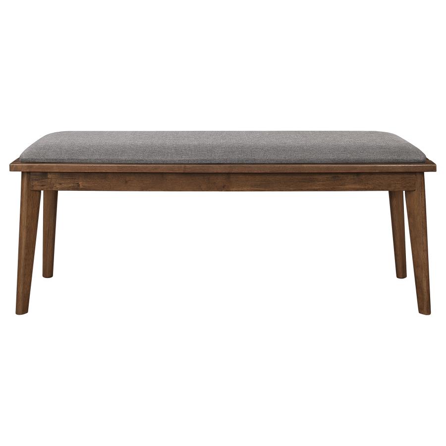 Alfredo Upholstered Dining Bench Grey and Natural Walnut view 3