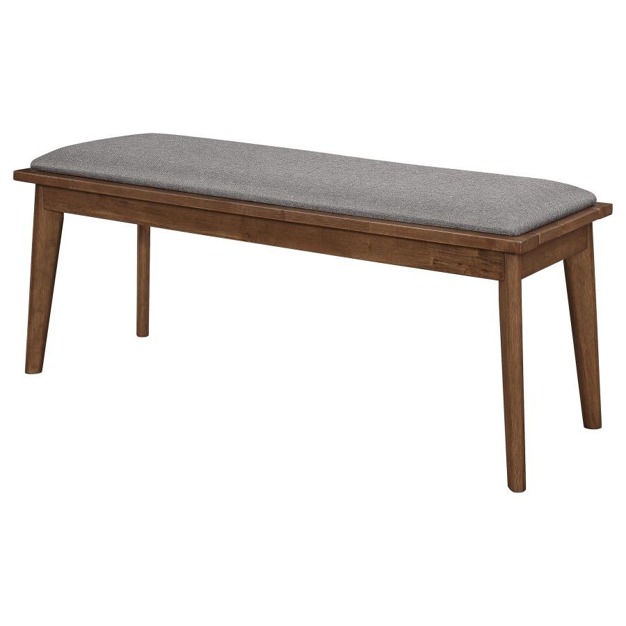 Alfredo Upholstered Dining Bench Grey and Natural Walnut view 4
