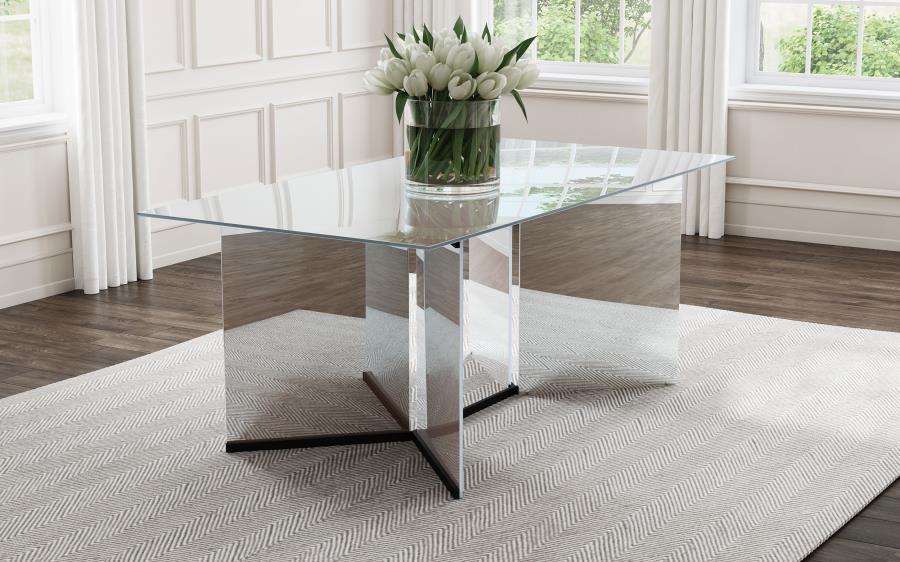 Emery 76-inch Rectangular Mirrored Dining Table Silver view 2