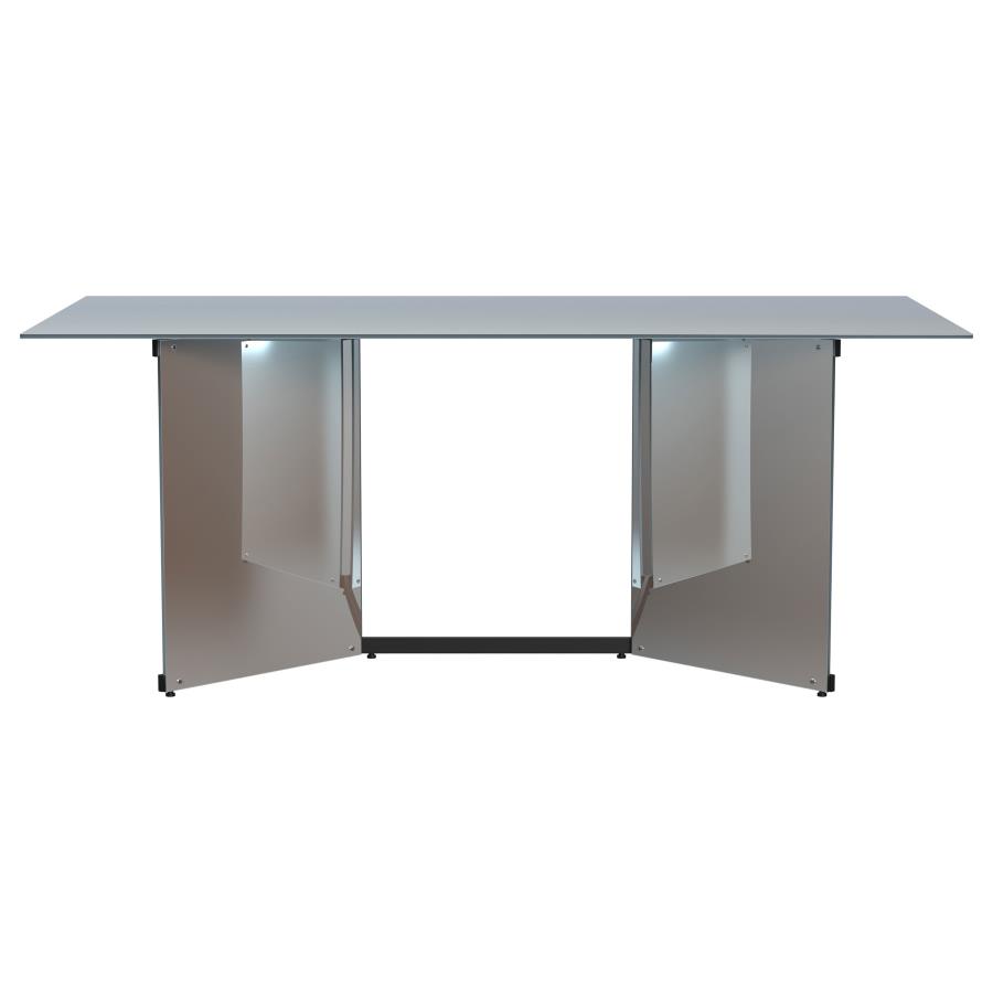 Emery 76-inch Rectangular Mirrored Dining Table Silver view 3