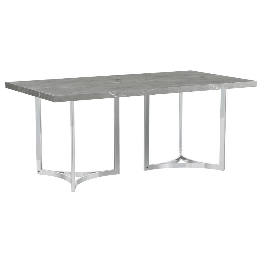 Sterling 72-inch Rectangular Dining Table Grey Faux Marble — Dining Furniture