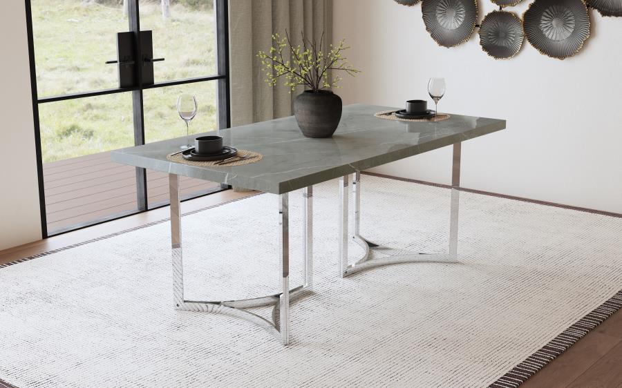 Sterling 72-inch Rectangular Dining Table Grey Faux Marble view 2