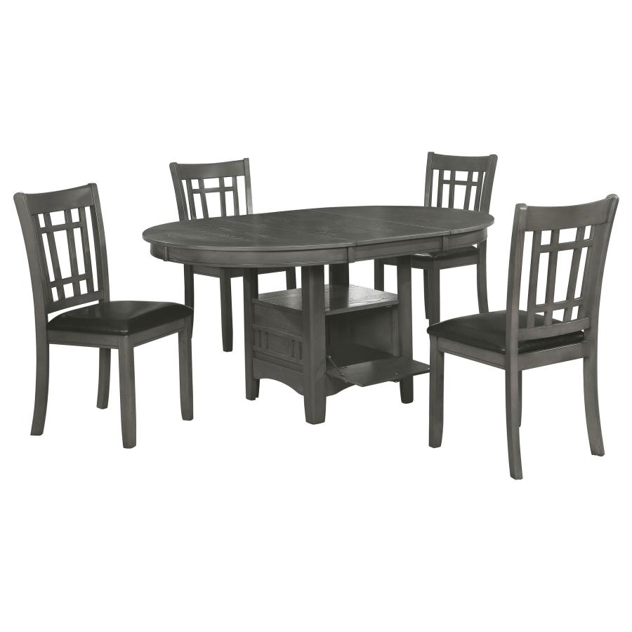 Lavon 5-piece Oval Extension Leaf Dining Set Medium Grey view 2