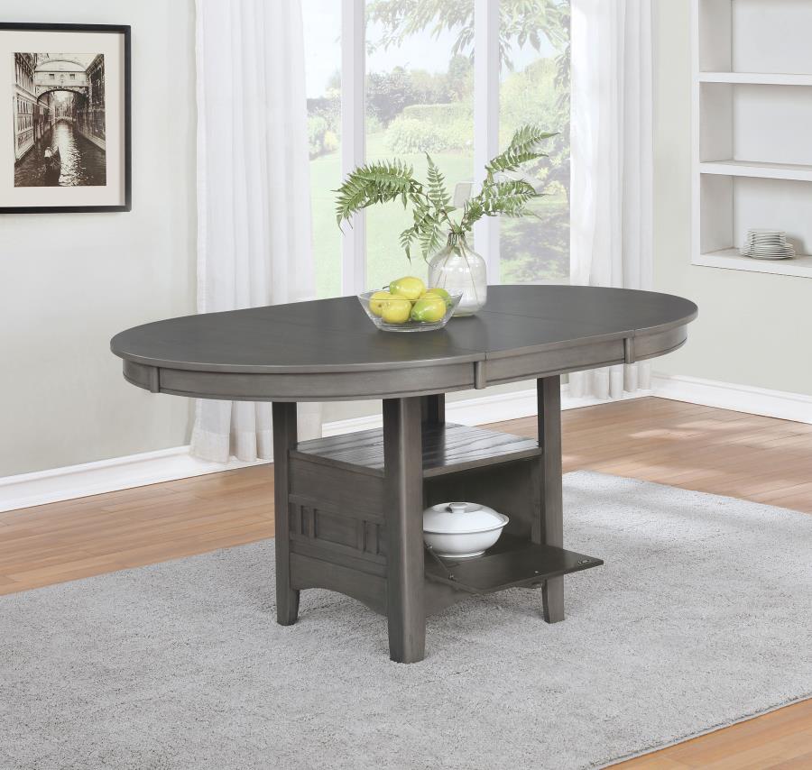 Lavon Oval 60-inch Extension Leaf Dining Table Medium Grey view 2