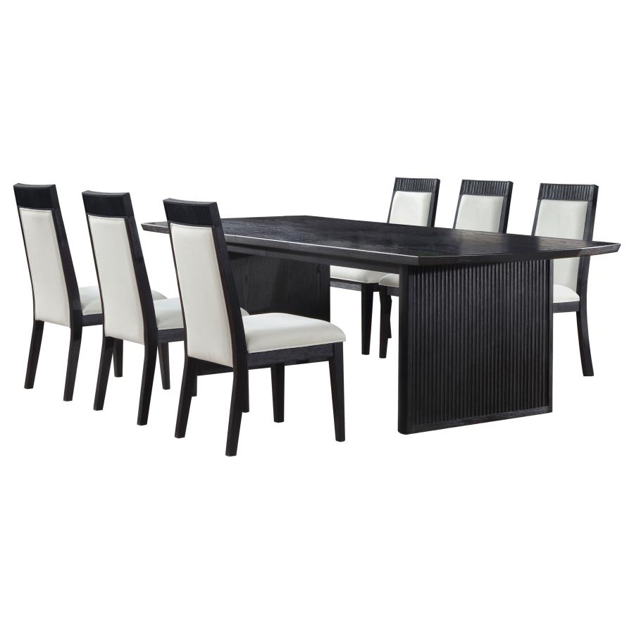 Brookmead 7-piece Extension Leaf Dining Table Set Black view 2