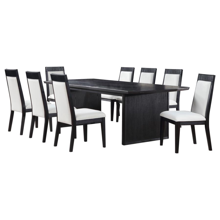 Brookmead 9-piece Extension Leaf Dining Table Set Black view 2