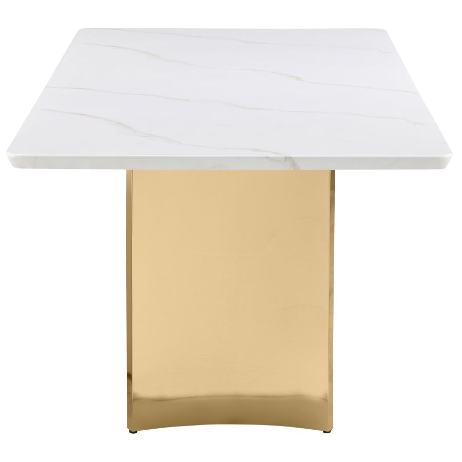 Tevlin Rectangular 79-inch Marble Top Dining Table White view 5